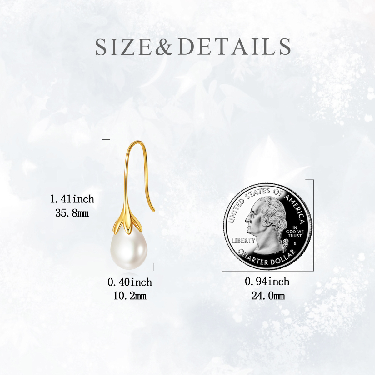 Pendientes colgantes de perla de oro de 14 quilates-5