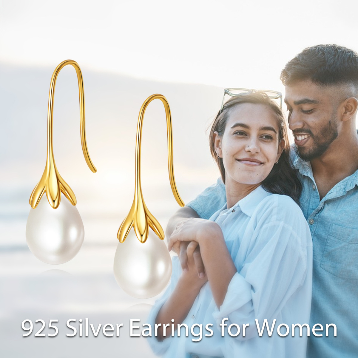 Pendientes colgantes de perla de oro de 14 quilates-6