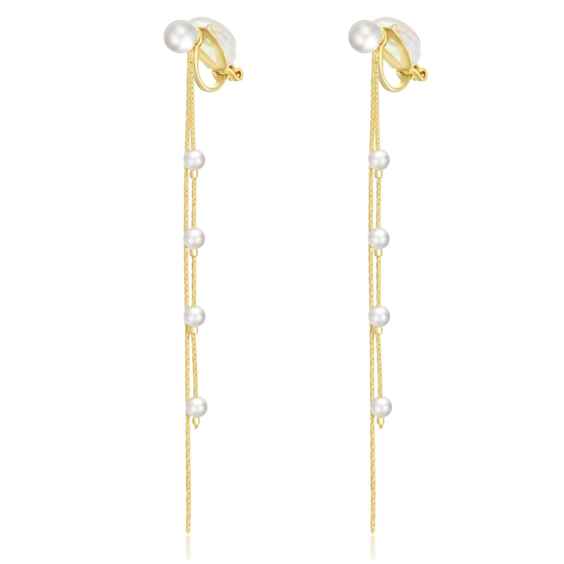 Sterling Silver with Yellow Gold Plated Pearl Drop Earrings-10