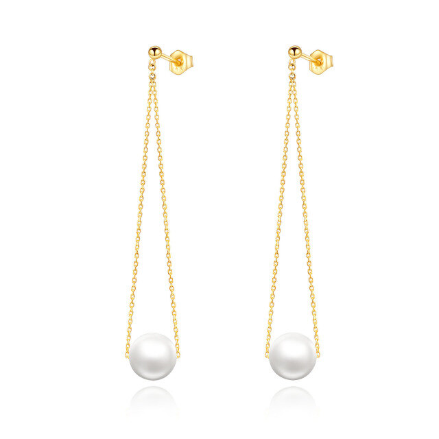 10K Gold Pearl Drop Earrings-1