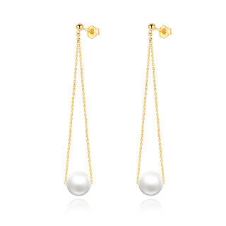 10K Gold Pearl Drop Earrings-34