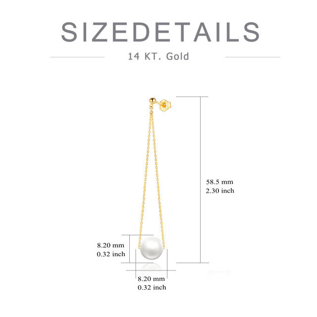 10K Gold Pearl Drop Earrings-5