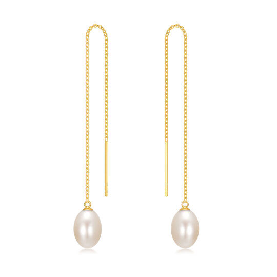 10K Gold Pearl Drop Earrings