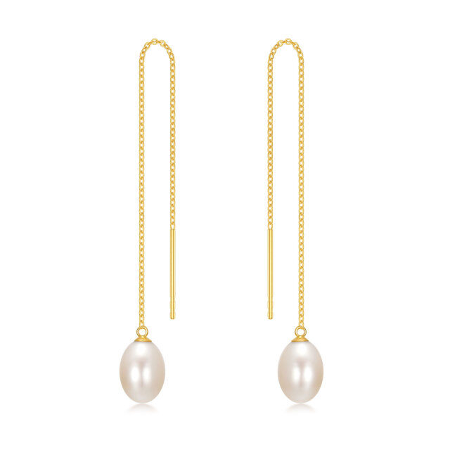 14K Gold Pearl Drop Earrings-1