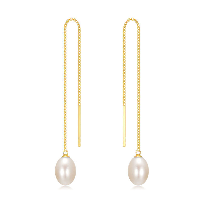 10K Gold Pearl Drop Earrings-14