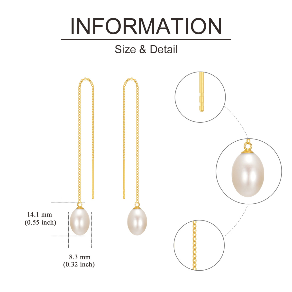 14K Gold Pearl Drop Earrings-5