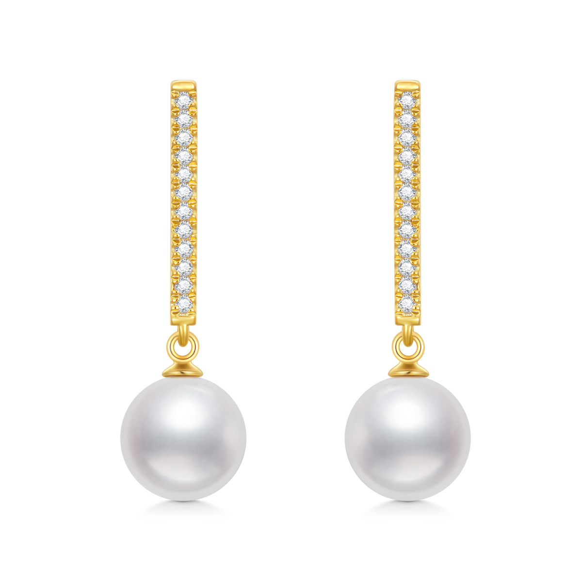 10K Gold Pearl Drop Earrings-1