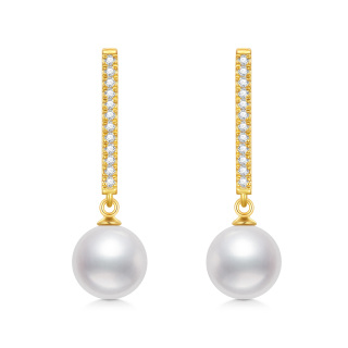 10K Gold Pearl Drop Earrings-7