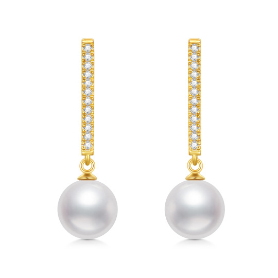 10K Gold Pearl Drop Earrings