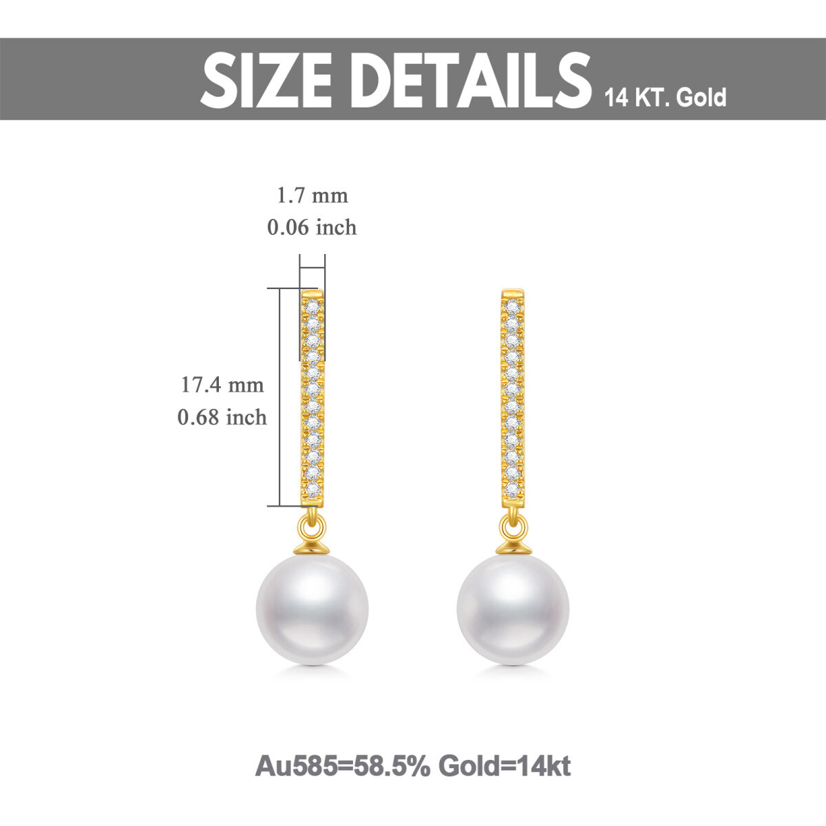 10K Gold Pearl Drop Earrings-5