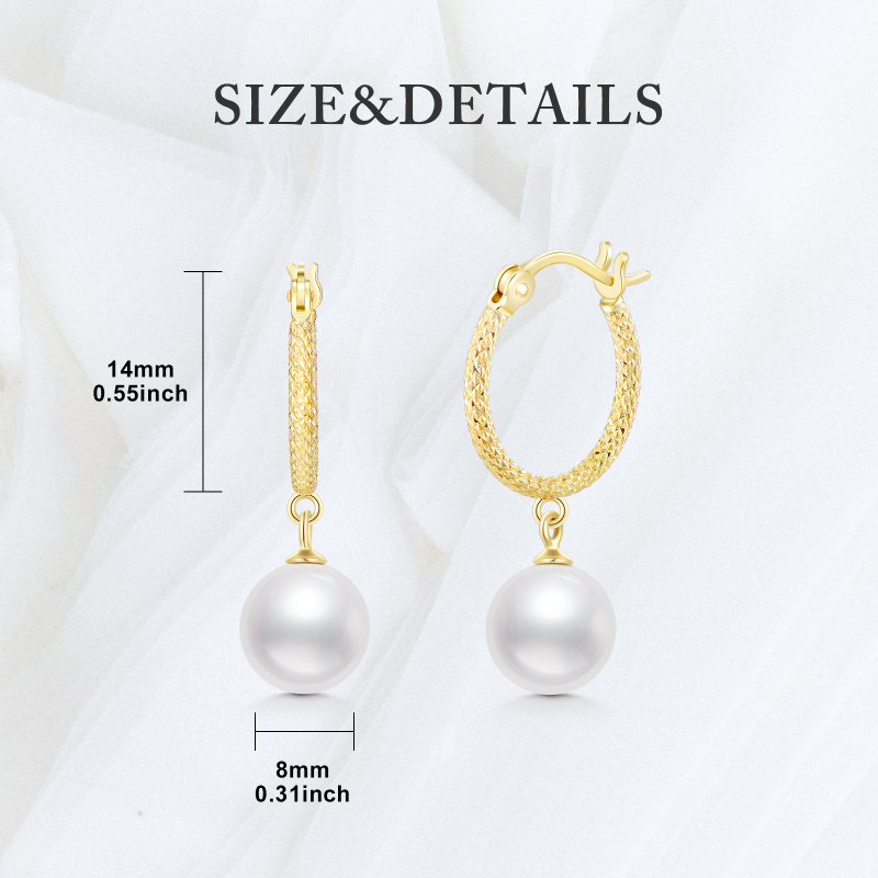 18K Rose Gold Pearl Flower Of Life Hoop Earrings-5