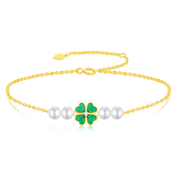Bracciale Donna Con Perle Dorate WEIMU – Regalo Personalizzato In Oro 18K, Elegante E Ipoallergenico - 2