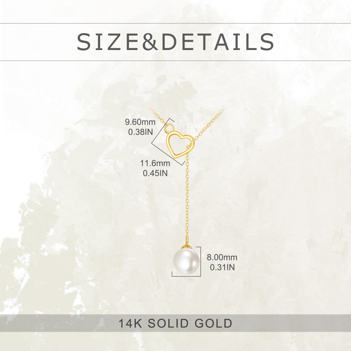 14K Gold Pearl Heart Adjustable Y Necklace-5