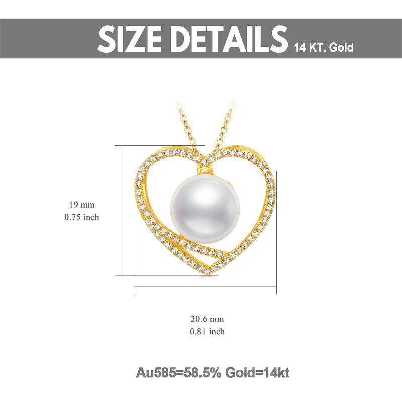 10K Gold Pearl Heart Pendant Necklace-5