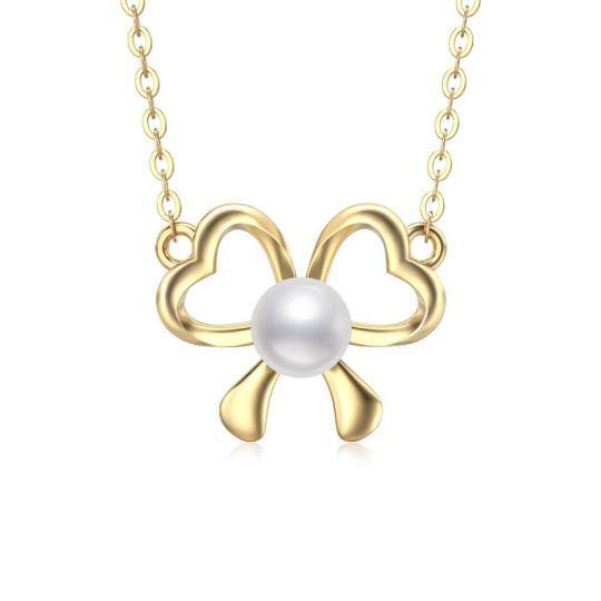 14K Gold Pearl Heart Pendant Necklace