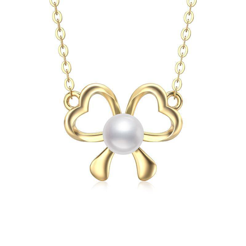 10K Gold Pearl Heart Pendant Necklace-19