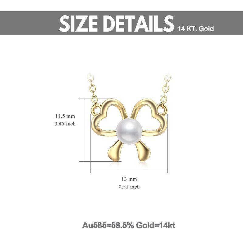 18K Gold Pearl Heart Pendant Necklace-6