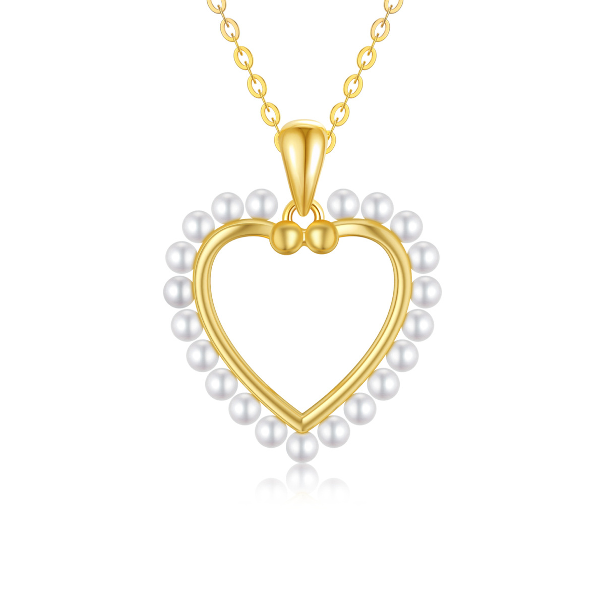 Collier avec pendentif en forme de cœur en or 14K-1