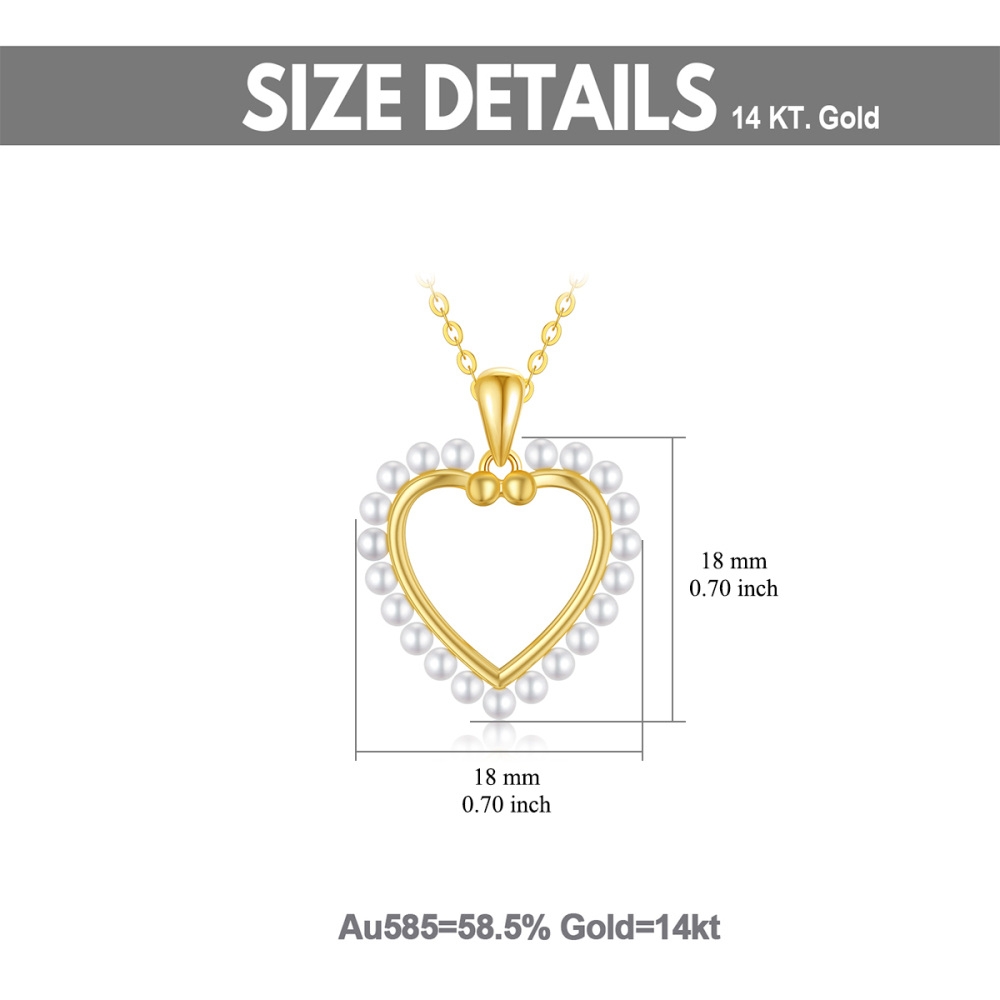 10K Gold Pearl Heart Pendant Necklace-5