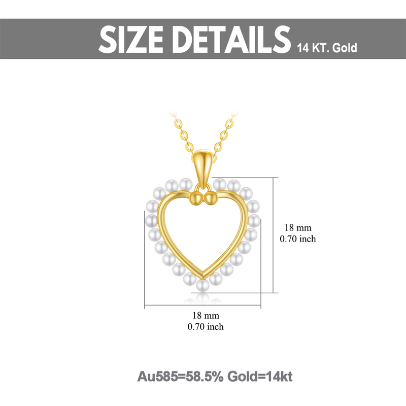14K Gold Pearl Heart Pendant Necklace-5