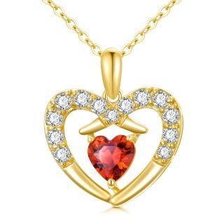 14K Gold Cubic Zirconia & Pearl Heart Pendant Necklace-16