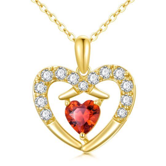 14K Gold Cubic Zirconia & Pearl Heart Pendant Necklace