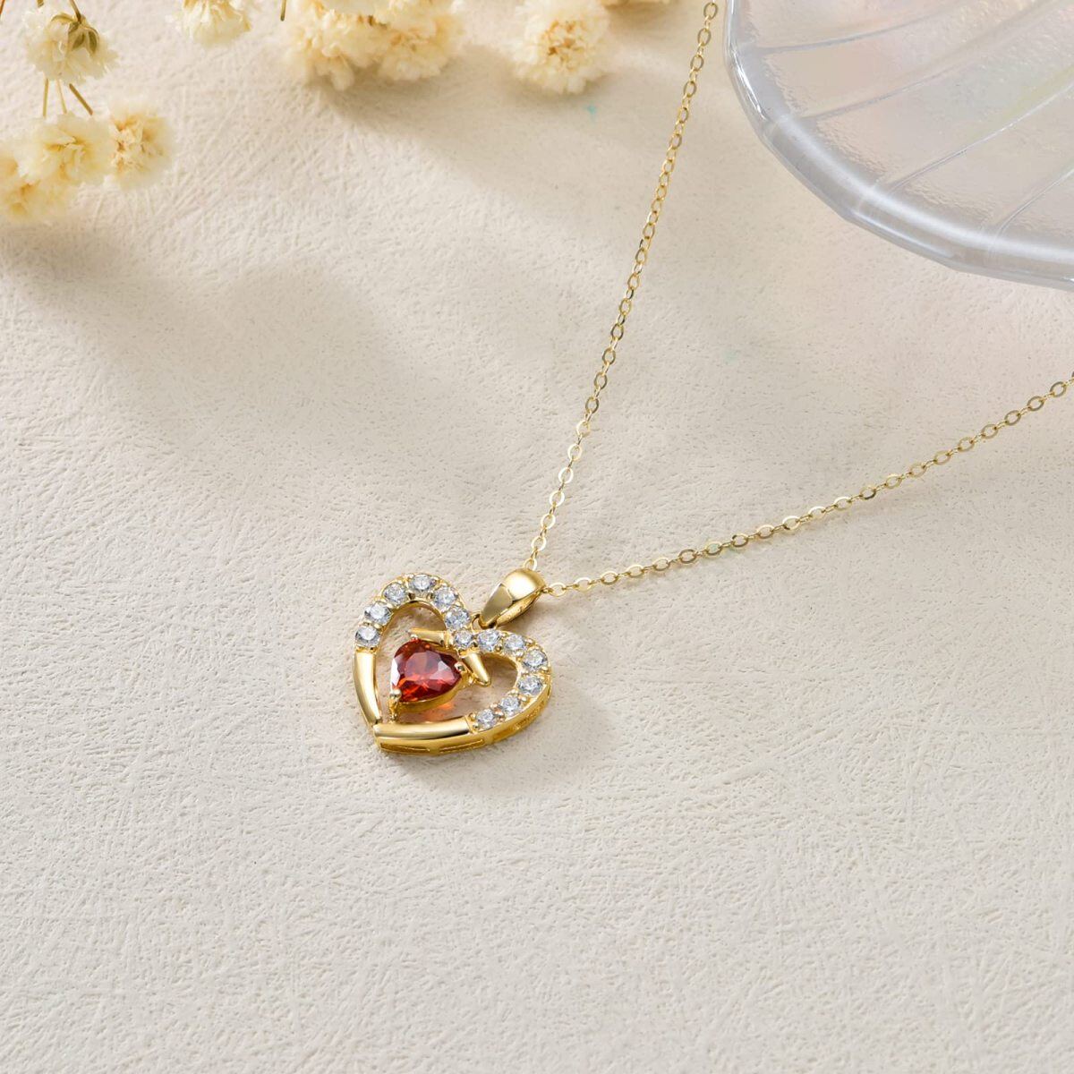 14K Gold Cubic Zirconia & Pearl Heart Pendant Necklace-4