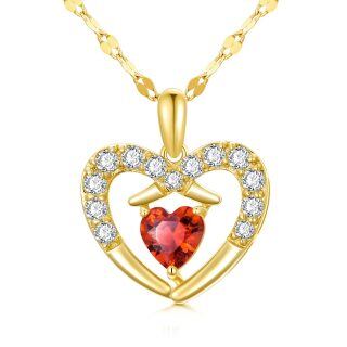 10K Gold Cubic Zirconia & Pearl Heart Pendant Necklace-18
