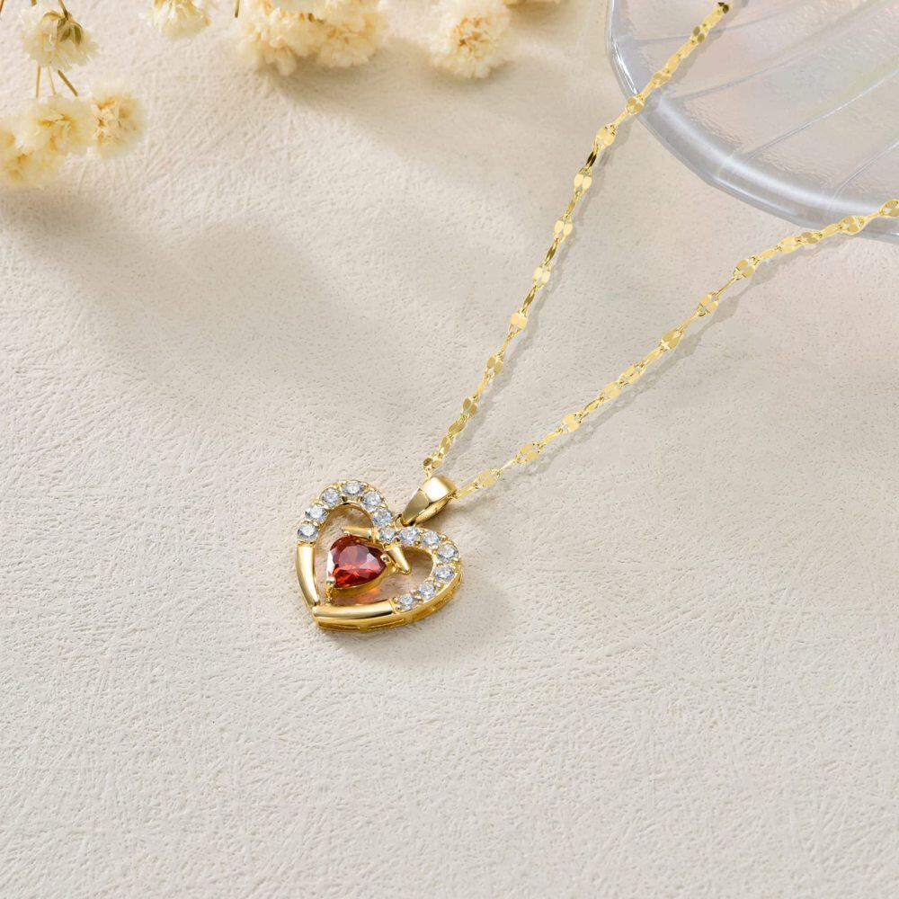 10K Gold Cubic Zirconia & Pearl Heart Pendant Necklace-4