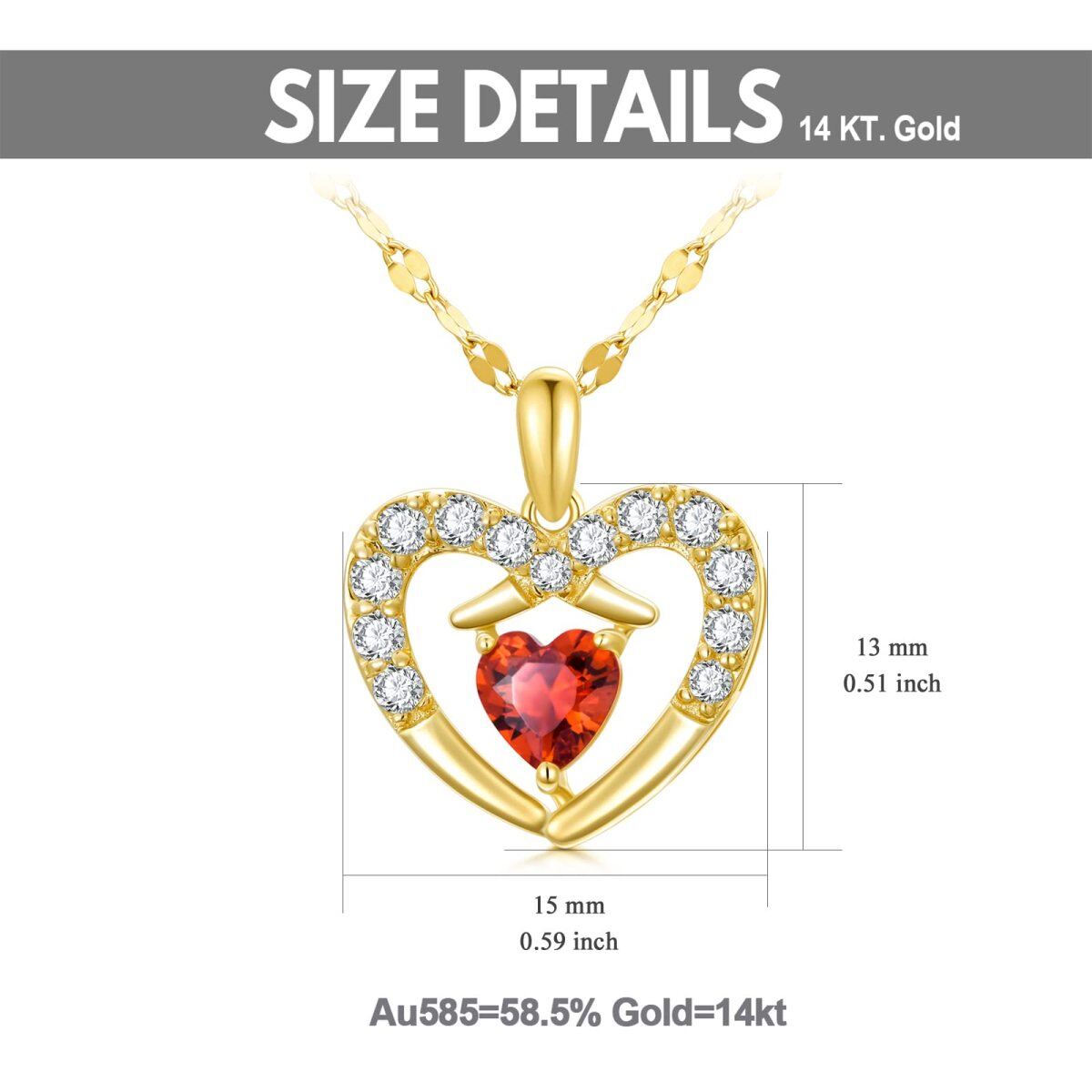 Collar de oro de 10 quilates de circonio cúbico y perla colgante de corazón-5