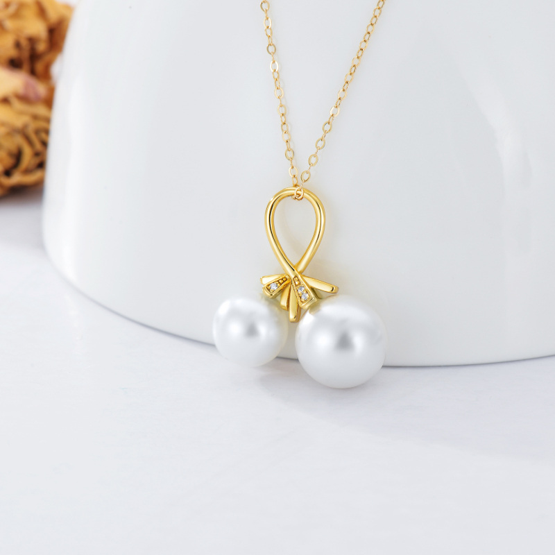 10K Gold Cubic Zirconia & Pearl Infinity Symbol Pendant Necklace-4