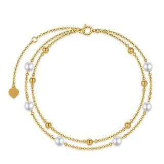 10K Gold Pearl Layerered Bracelet-51