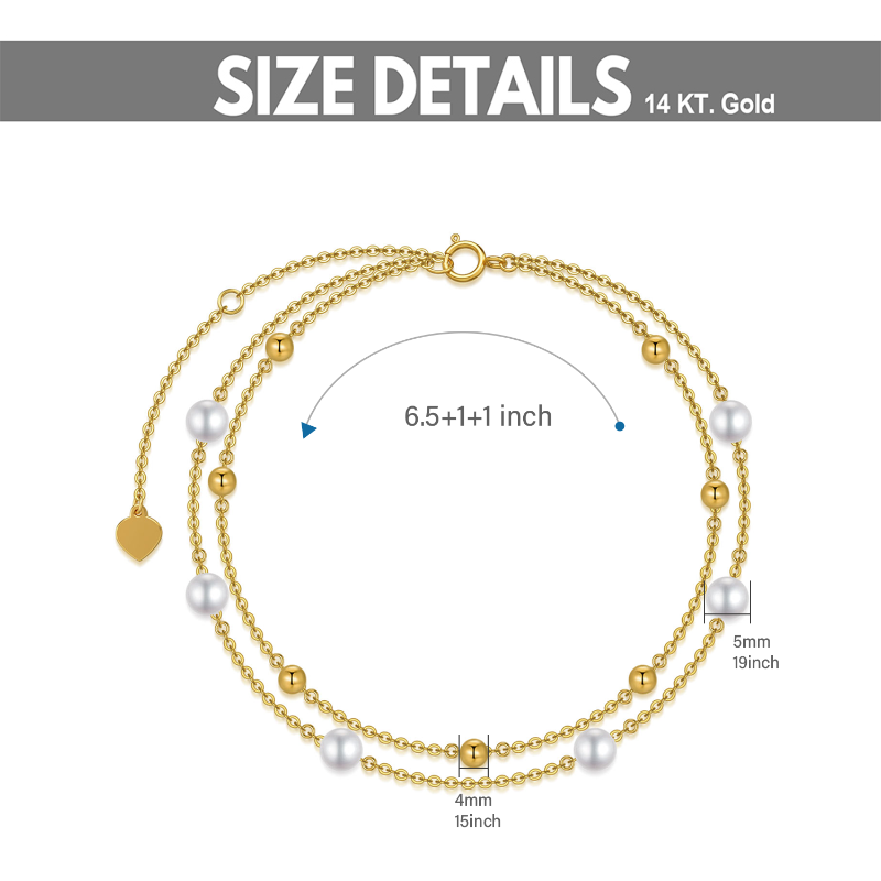 10K gouden parel gelaagde armband-3