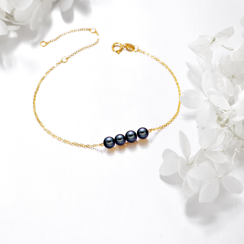 10K White Gold Pearl Metal Beads Bracelet-2