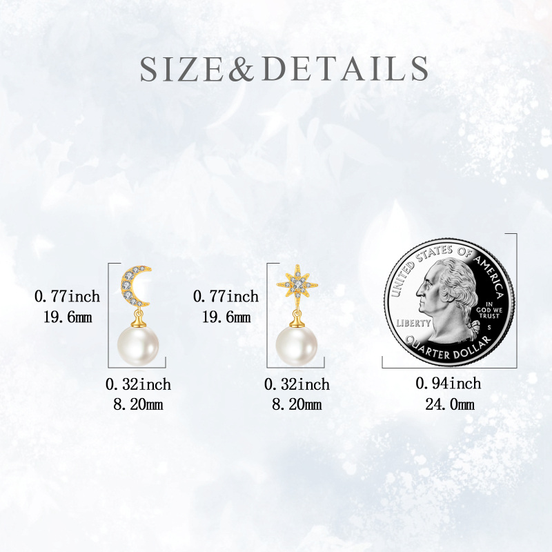 أقراط متدلية من الذهب عيار 10 قيراطًا مرصعة بالزركونيا المكعبة واللؤلؤ والقمر والنجمة-5