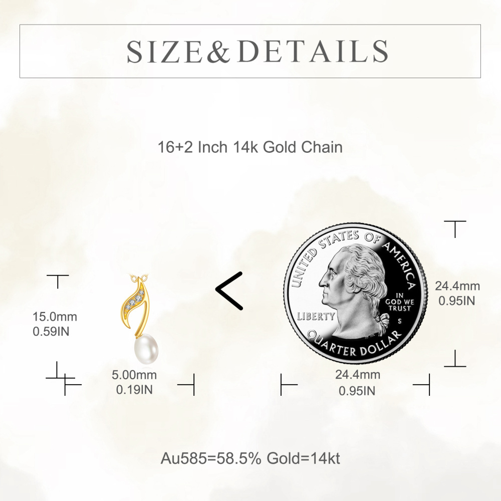 10K Gold Pearl Music Symbol Pendant Necklace-5