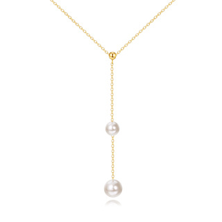 10K Gold Pearl Non-adjustable Y-Necklace-13