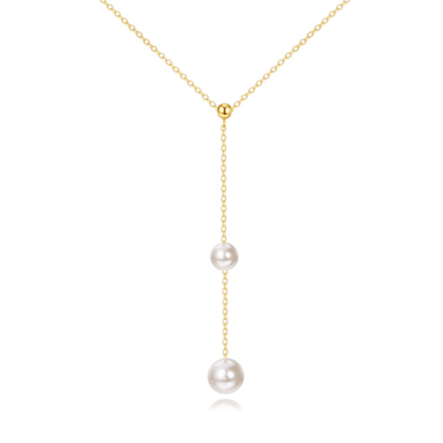 14K gouden parel niet-verstelbare Y-ketting-1