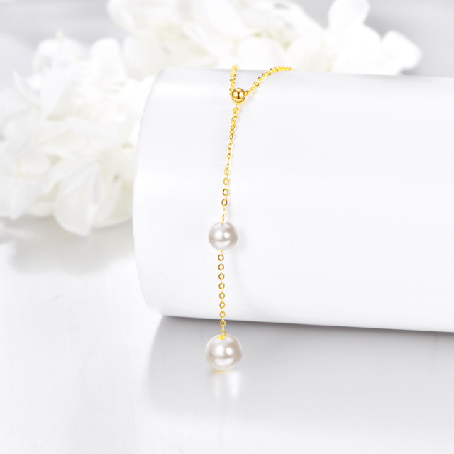 14K Gold Pearl Non-adjustable Y-Necklace-3