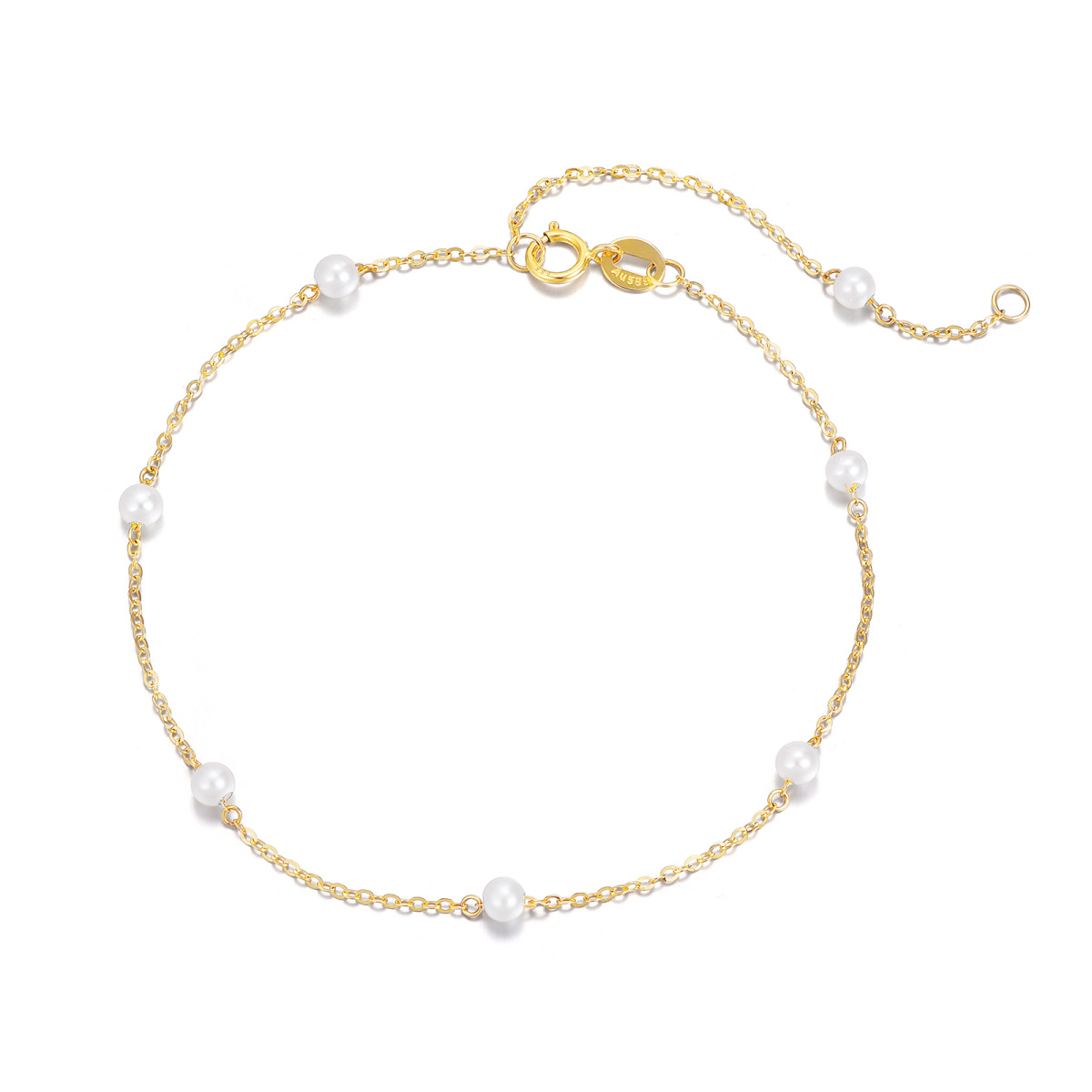 14K Gold Perlenanhänger-Armband-1