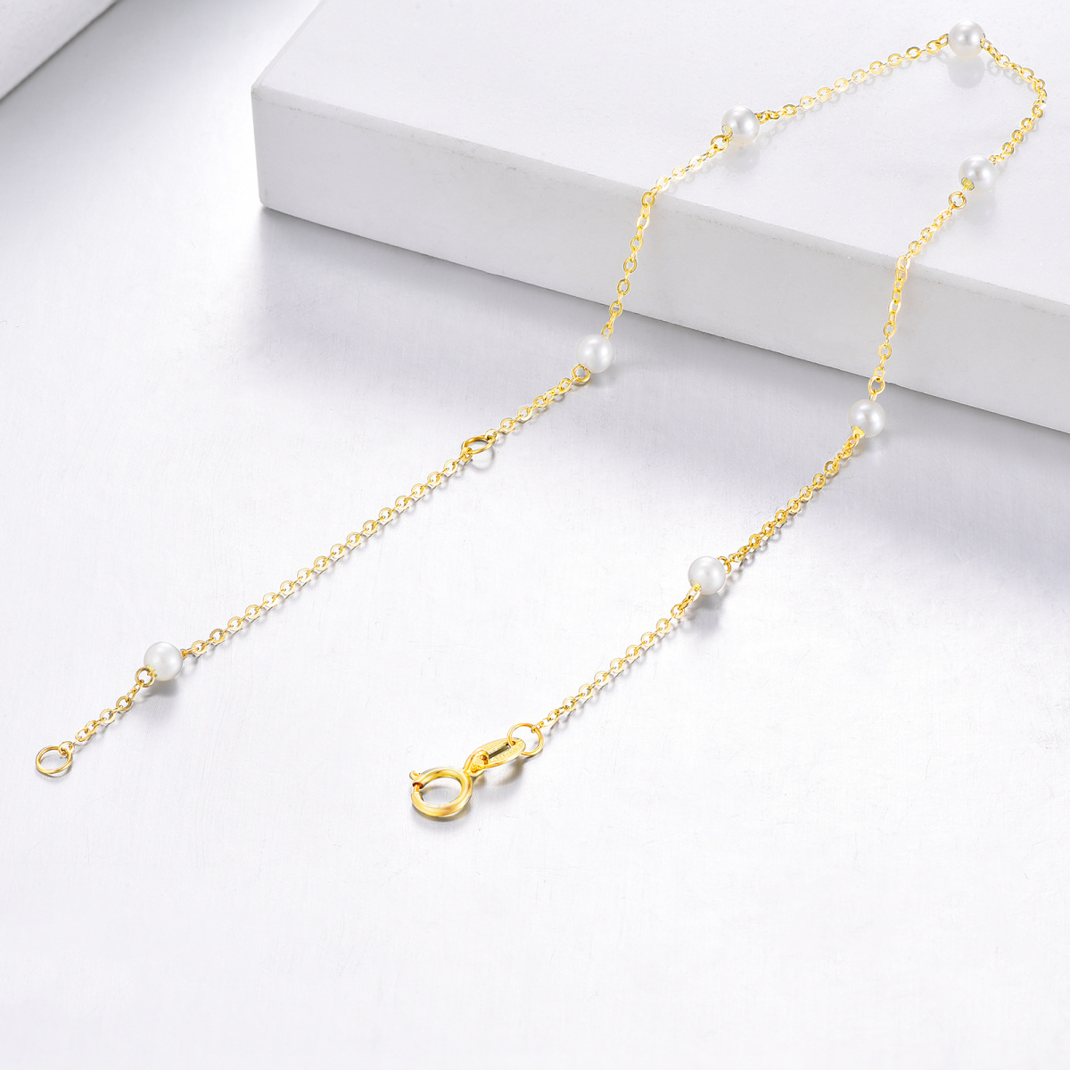 14K Gold Pearl Pendant Bracelet-3