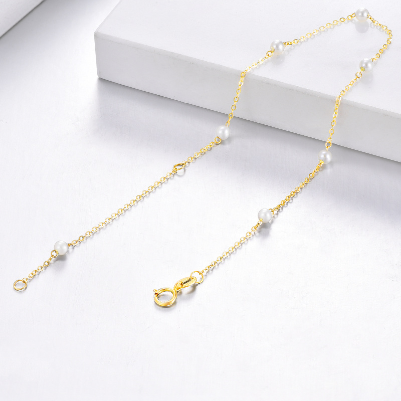 Pulsera con dije de perla en oro rosa de 10 quilates-3