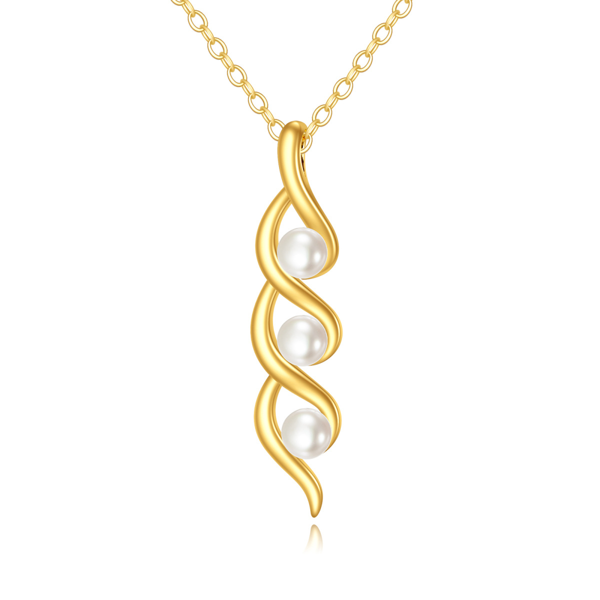 14K Gold Pearl Pendant Necklace-1