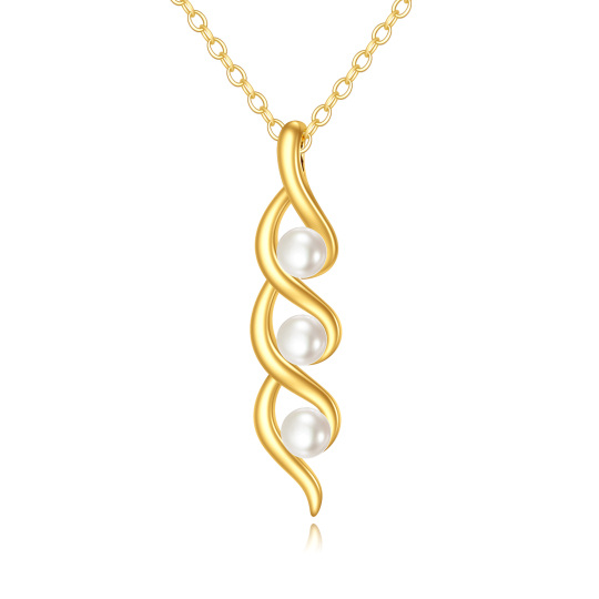 10K gouden parelhangerketting