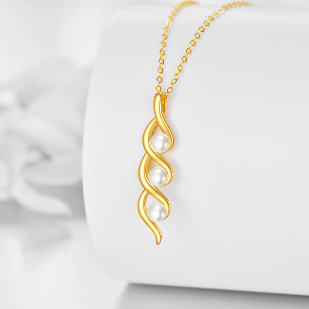 14K Gold Pearl Pendant Necklace-3