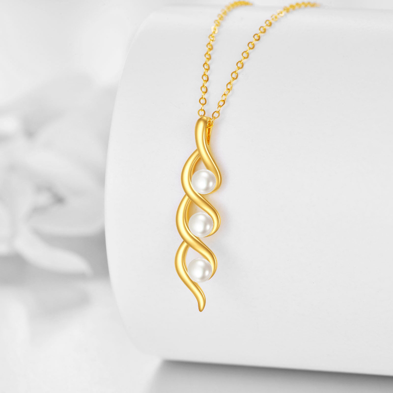 10K Gold Pearl Pendant Necklace-3