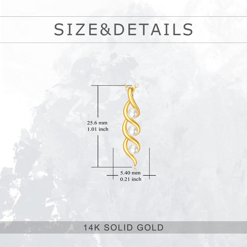 10K Gold Pearl Pendant Necklace-5