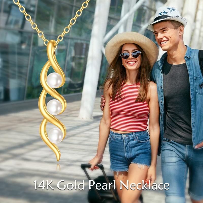 10K Gold Pearl Pendant Necklace-6