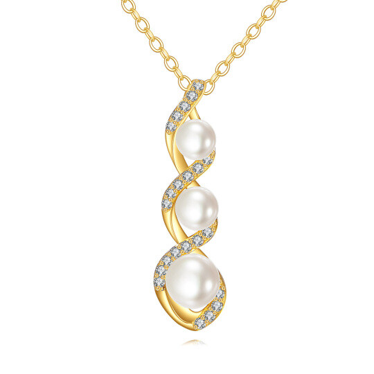 قلادة من اللؤلؤ والذهب عيار 10K