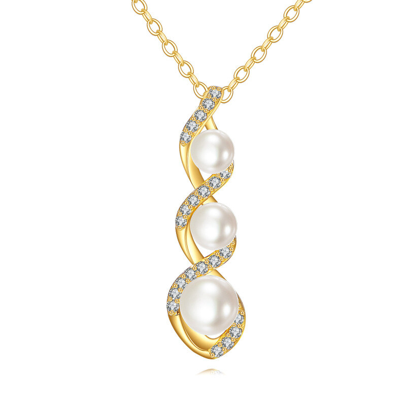 14K Gold Pearl Pendant Necklace-1